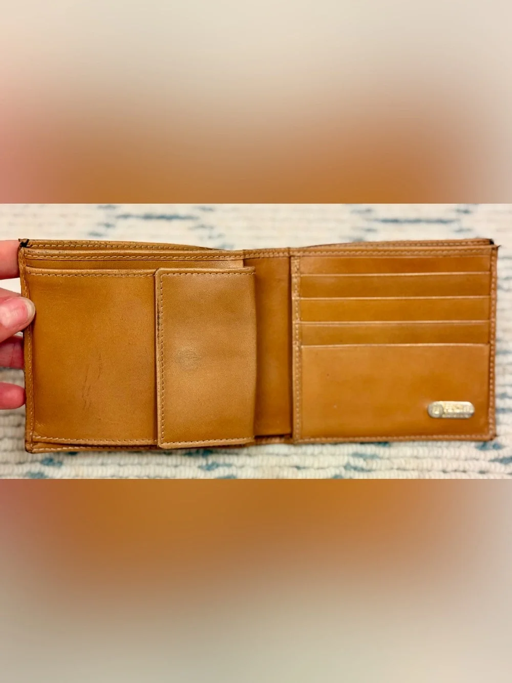 FENDI Vintage 80’s Unisex Classic Pequin Striped Canvas Brown Leather Bi Wallet - Picture 11 of 16